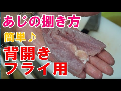 鯵（あじ）のさばき方：フライ用 背開き - How to filet Horse Mackerel ver.Sebiraki for deep‐fry -
