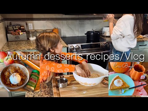 【秋のデザートレシピとVlog🇨🇦】パンプキンパイ🎃/アップルクリスプ🍎/Walmartお買い物🛒