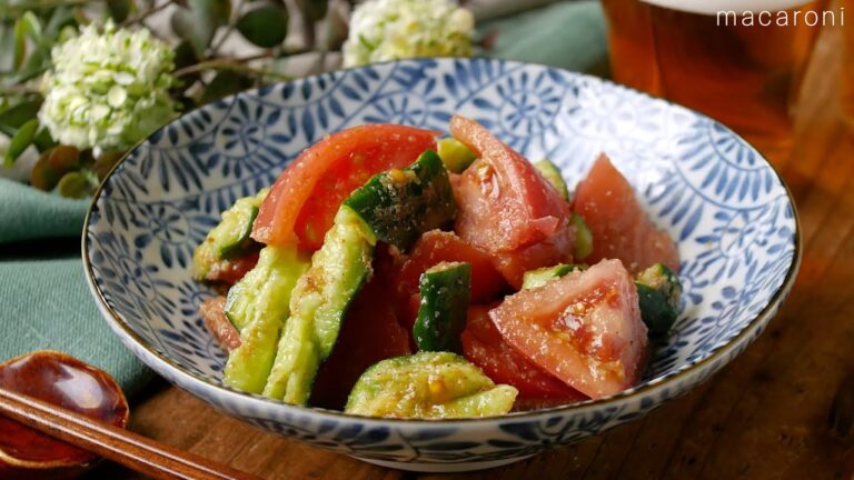 【トマトときゅうりのめんつゆ和え】5分で作れるお手軽副菜！ごま油がポイント！