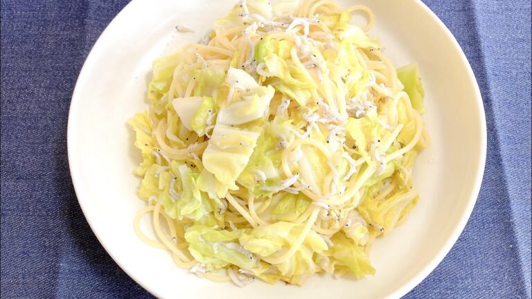 【キャベツとしらすの和風ペペロンチーノ】キャベツだらけのペペロンです。