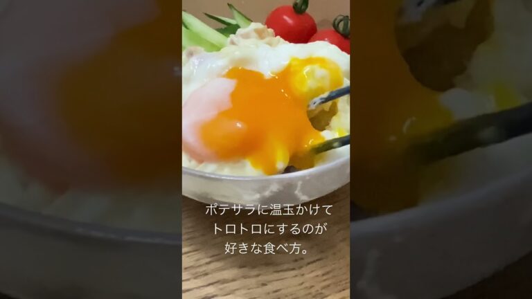 ポテトサラダに温玉のせたら絶妙な滑らかさ。