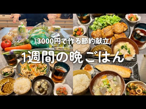 【1週間献立】3000円で作る節約晩ごはん🍳✩野菜たっぷり美味しい献立紹介🥕🍅🥒🫑🧅