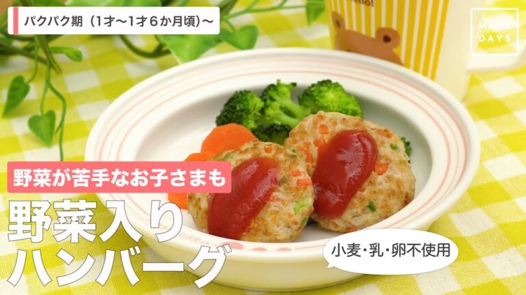 野菜が苦手なお子さまも　野菜入りハンバーグ（小麦・乳・卵不使用）