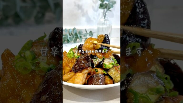 鶏肉とナスの🍳甘辛しょうが炒め