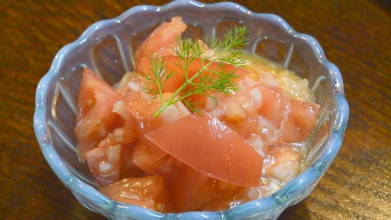 オリーブオイルを使ったトマトと新タマネギのサラダ　　How to make salad of tomatoes and onions