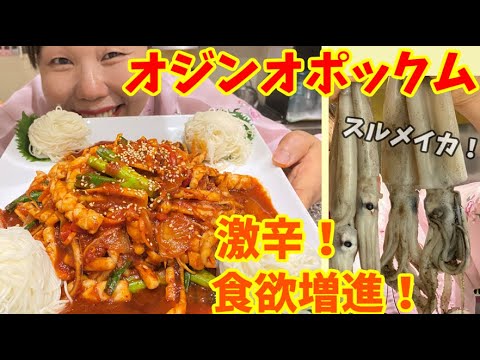 【激辛注意】スルメイカと素麺で作る”オジンオポックム”！食欲が止まりません...～本場の韓国料理～