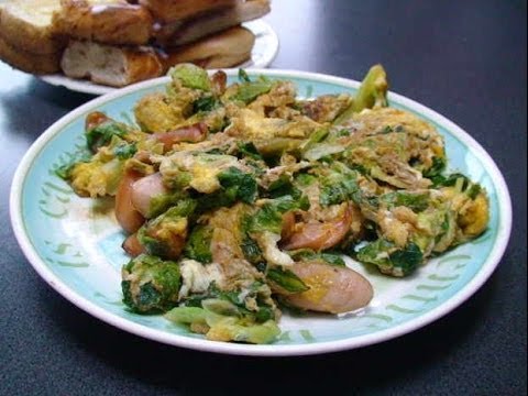 レタスとウインナーの卵とじ