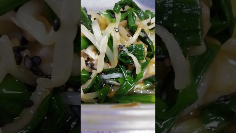 もやし　にら　ごま和え　レンチンして　だし醤油　ごま又はすりゴマ入れて　美味しい　ごま油入れても良い