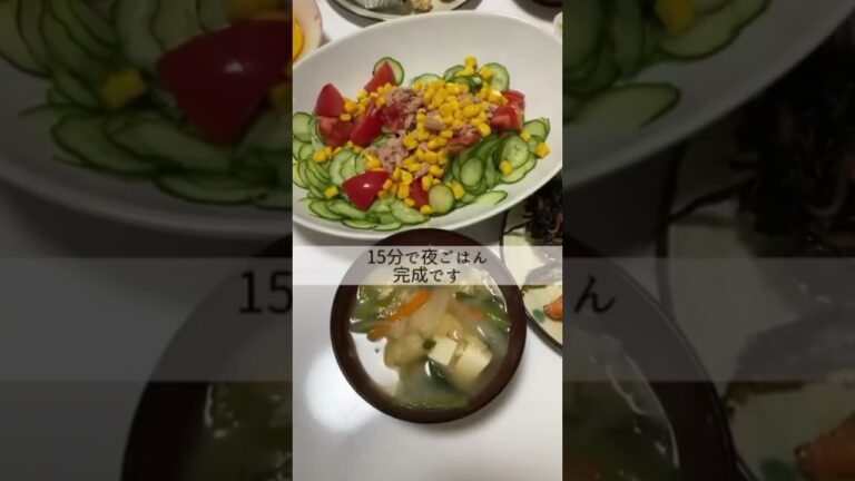 【時短料理】3分でたっぷり野菜のみそ汁と15分で夜ごはんの支度／おかずは焼き魚【さけ】