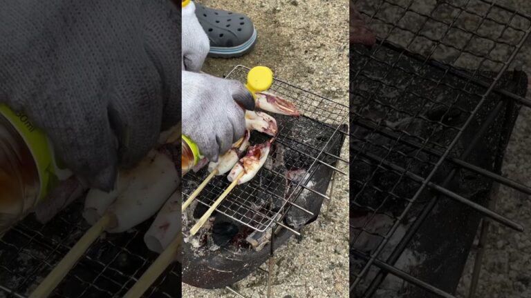 キャンプ飯　串を忘れても大丈夫。　海鮮串。