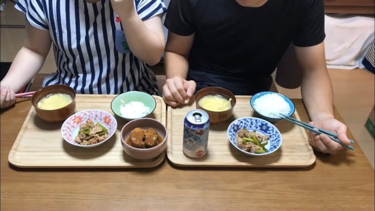 豚肉とニンニクの芽炒めを夫婦で作って食べる：簡単料理＃58