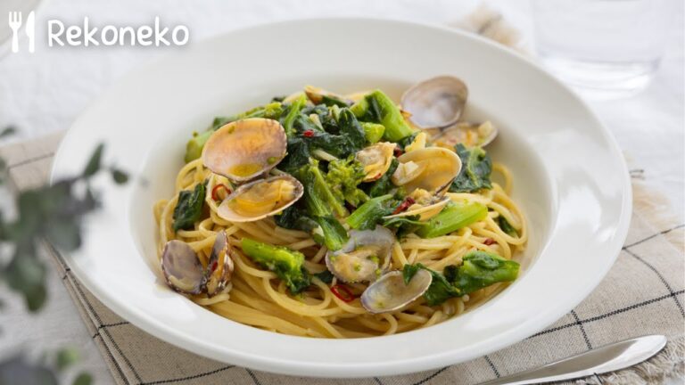 白だしで簡単◎あさりと菜の花の和風パスタ