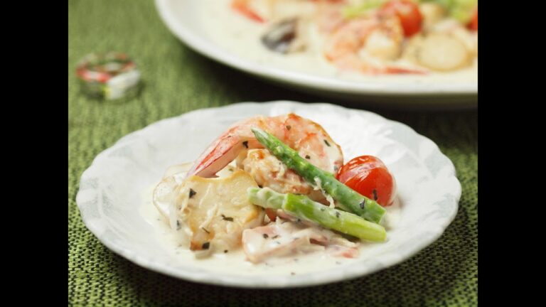 えびとエリンギのバジル風味クリーム煮