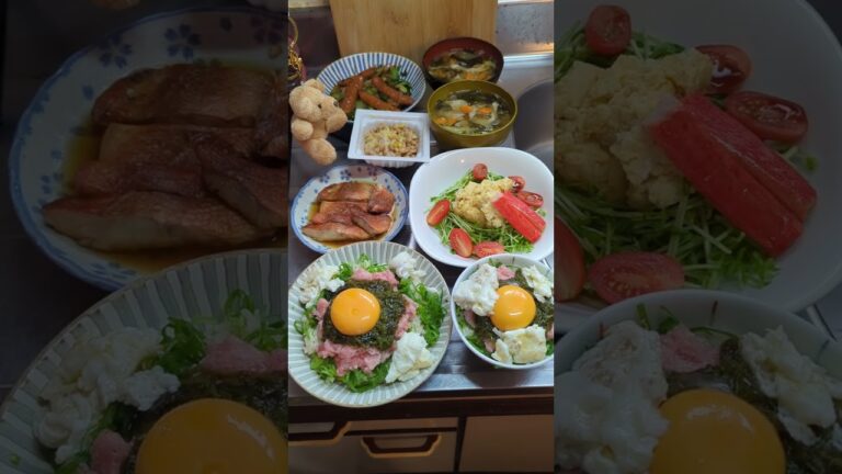 今日の朝ごはん🙇ｵｽｽﾒは鮪ﾀﾀｷ＆ﾒｶﾌﾞのTKGです🙇＃shorts＃朝ごはん＃まぐろ丼