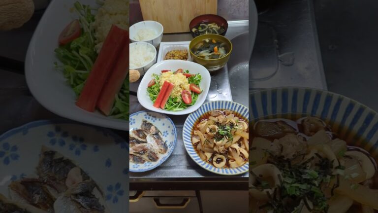 今日の朝ごはん🙇ｵｽｽﾒはヤリイカと大根の煮物🙇ヤリイカの風味＆ｼｬｷｼｬｷ大根は癖になる美味さやん👍＃shorts＃朝ごはん＃ヤリイカ＃大根