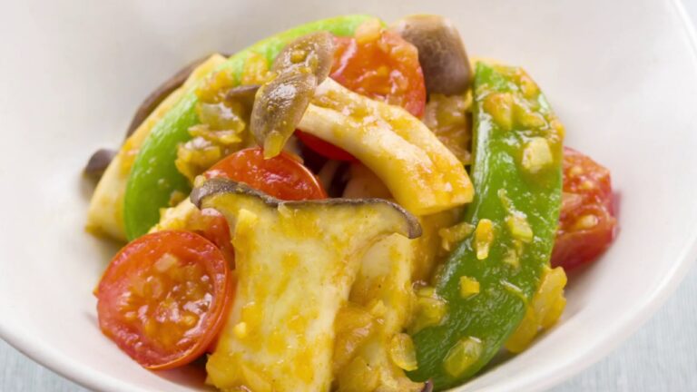 きのことスナップエンドウのカレー炒め