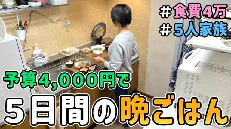 【食費の節約】節約主婦が予算４,０００円で「平日５日間の晩ごはん作り」に挑戦した結果｜節約レシピ/料理/食費月４万円/５人家族