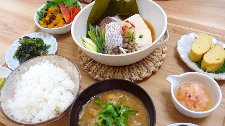 和食の朝ごはん｜和朝食｜鯛のちり蒸し｜酒蒸し｜だし巻き卵｜Washoku | Japanese Breakfast ｜Steamed Sea Bream｜Japanese Omelet