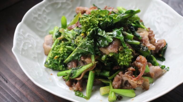 【うつわ８割】春のレシピ・菜の花と豚肉のからし炒め_N'227