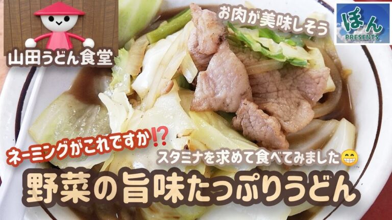 【山田うどん】野菜の旨味たっぷりうどん⁉️ネーミングがストレート‼️😁スタミナ付きそうな美味しい肉野菜炒めのうどんです🎉