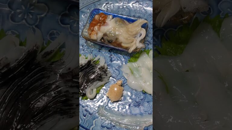 活物コウイカ活き造り肝和え＆イカ墨ぶっかけ仕立てレオくんスペシャル🦑🐢