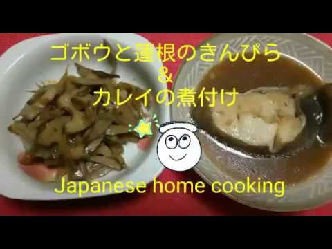【ぽっちゃり女】ゴボウと蓮根のきんぴら ＆ カレイの煮付け【ちょっとだけ大食い】Eating Show   Japanese Home Cooking