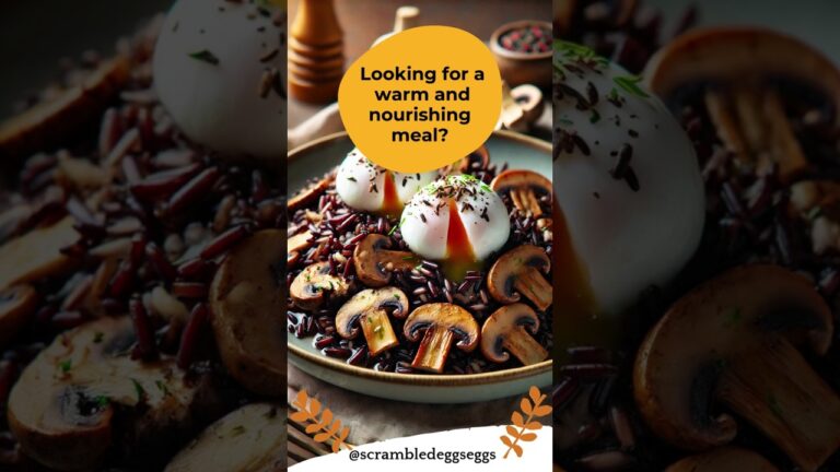 Poached Eggs on Wild Rice and Mushrooms | Hearty Breakfast  #poachedegg
