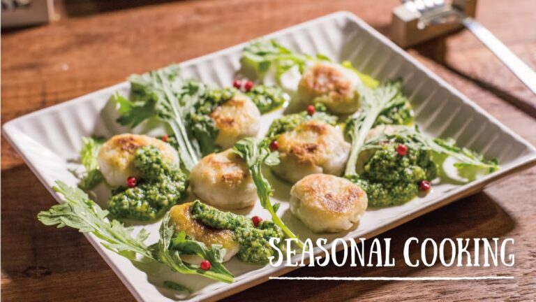 さといもを使ってもちもちの食感に！「さといもニョッキ　春菊ジェノベーゼ」の作り方　|　SEASONAL COOKING