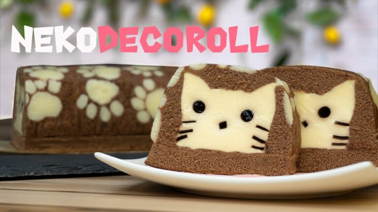 【ネコが作る】ネコ好きに贈るCuteなネコデコロール♡Neko Deco Roll Cake　#手作り #デコロール #作り方 #Swissroll #Decoroll #ロールケーキ