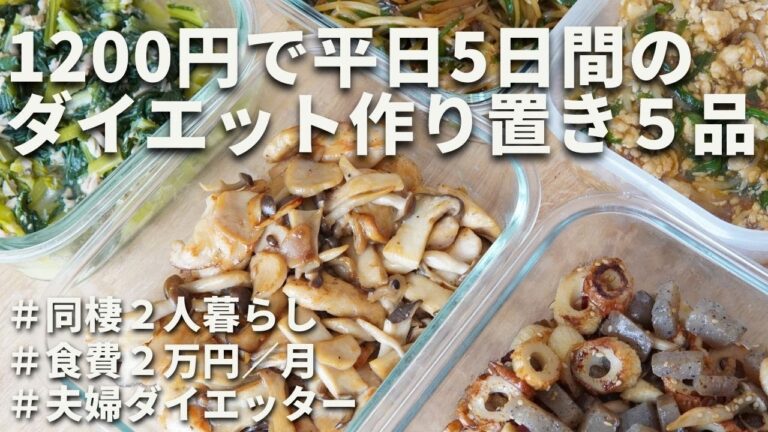 【ダイエッター必見🔥】1,200円で同棲2人暮らしの平日ダイエットごはん｜3ヶ月で-10kg達成！アラサー社会人の節約ヘルシーレシピ｜ダイエット中のリアルなヘルシーレシピ｜5 diet recipes