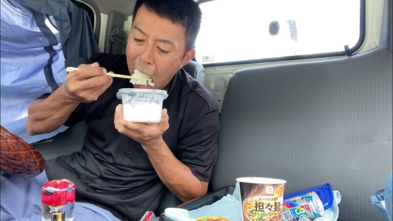 【男一人車中飯】イワシ缶詰　坦々麺　白飯