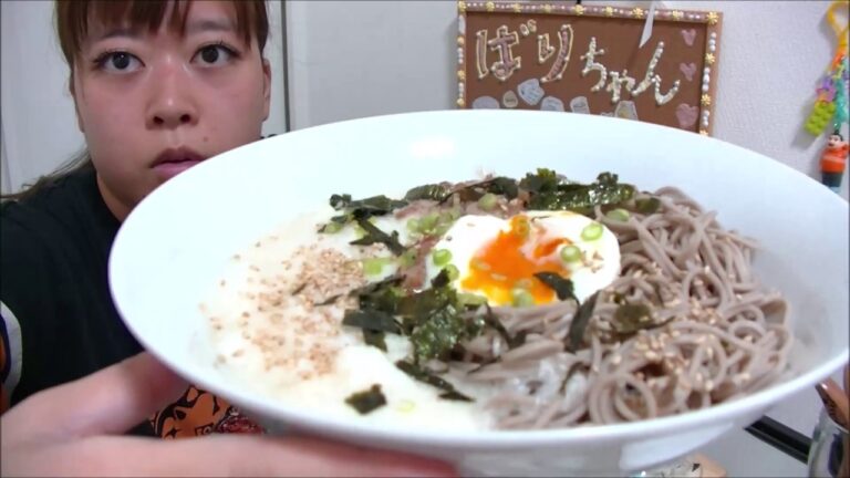 【閲覧注意】ネバネバ梅納豆とろろそば温玉乗せ【ネギごま海苔】