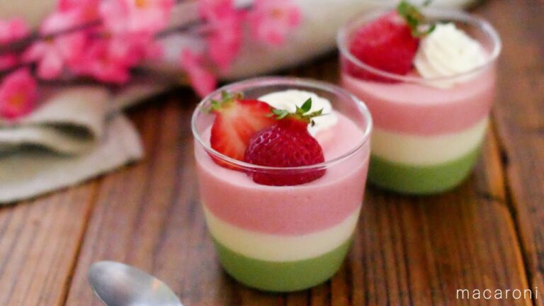 【ひな祭りレアチーズケーキ】菱餅をイメージした簡単スイーツ！