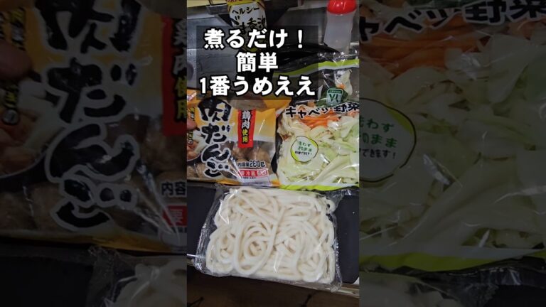ぶち込んで煮るだけで簡単すげぇえうまい！冷凍うどん、カット野菜、肉団子、煮込みうどん、鍋焼きうどん レシピ