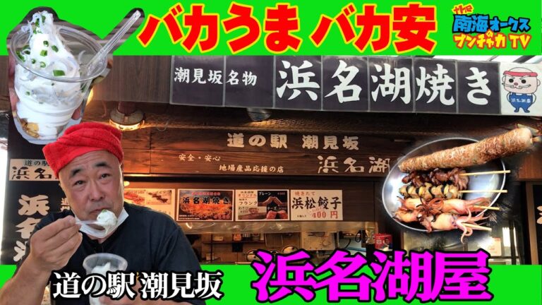 【道の駅・魚介料理】太平洋を一望！道の駅潮見坂の「浜名湖屋」でうまいものを食べまくり！タコ・イカ・貝からシラスソフトクリームまで全力で食リポします！the南海オークスのブンチャカTV