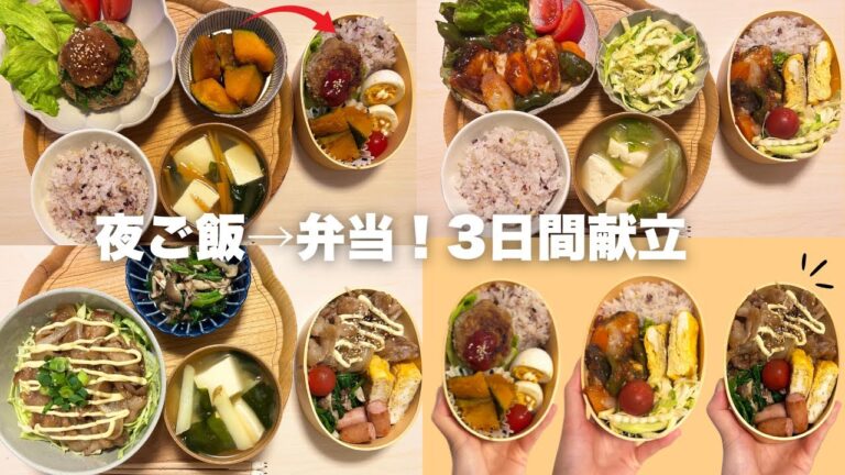 【二人暮らし】夜ごはんのままお弁当完成！3日間献立