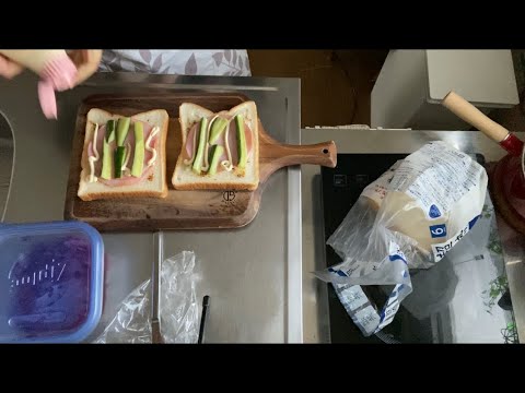 紫キャベツとハムのサンドイッチ弁当