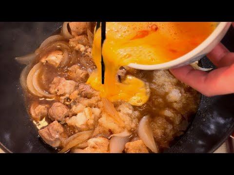 【ふわとろ親子丼】作らないと後悔する最高の作り方！おろし大根でふわふわとろとろ♪フライパン１つで人数分作っちゃう！Fluffy Oyakodon【home cooking】