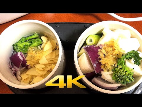 【4k food】【じゃがいもと玉ねぎと菜の花の炊き込みご飯】Rice cooked with potatoes, onions and rape blossoms