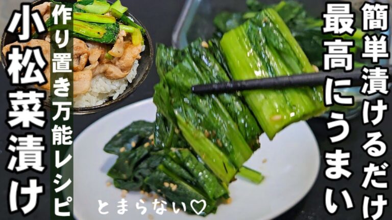 こんなやり方あったなんて！無限小松菜の浅漬け！豚青菜炒め 作り置きおかず 副菜 常備菜 漬物おつまみレシピ！