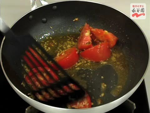 【永谷園】生姜レシピNo.120 卵とトマト しょうが にんにくの炒め物