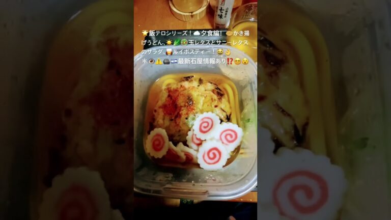 2025年4月4日🌟　#飯テロシリーズ夕食編 #かき揚げうどん#サラダ #ルイボスティー  #橋本チャンネル４ #最新石屋情報  #dinner  #short