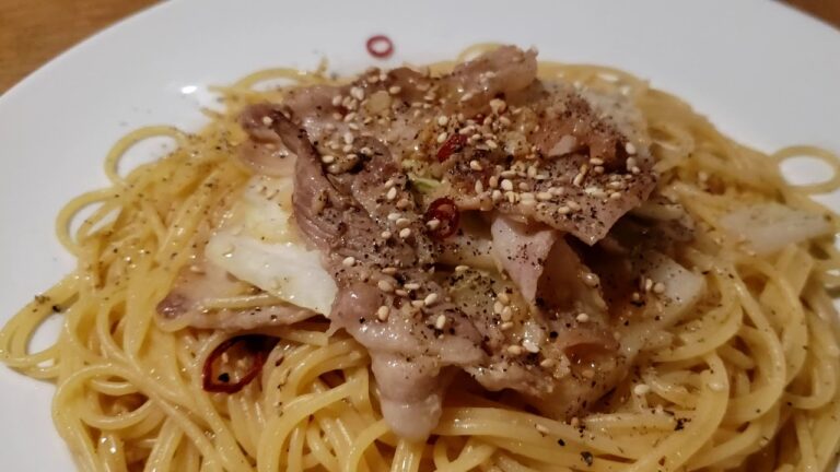 新宿歌舞伎町で和風パスタで満腹するなら景虎の豚と白菜の和風醤油バターでしょ。