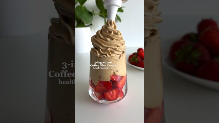 3-ingredient Healthy Coffee Ice Cream☀️🤩 #healthydesserts #healthyrecipes #easyrecipes