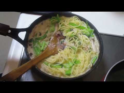 🍝キノコとホウレン草のクリームスープパスタ：全編