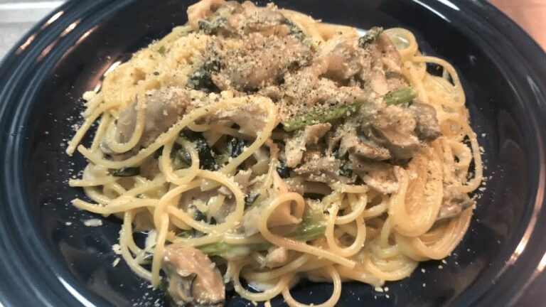 牡蠣と小松菜のクリームパスタの作り方