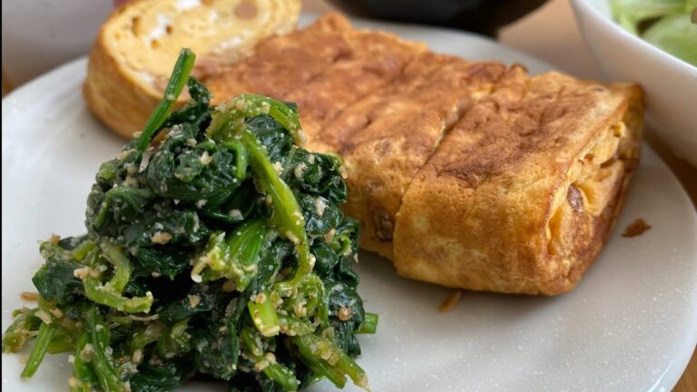 管理栄養士がつくる朝ごはん【ほうれん草の胡麻和え】【納豆たまご焼き】