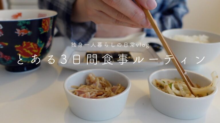【独身一人暮らしの自炊vlog】とある3日間の食事ルーティン。ユッケジャンスープ。塩サバ。豆腐のひき肉あん。つくりおき消費。