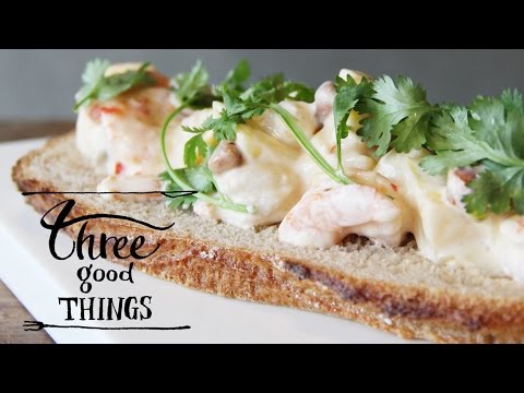 暑い日に食べたい、トロピカルなオープンサンド【えび×マンゴー×ピスタチオ】- Three Good Things -