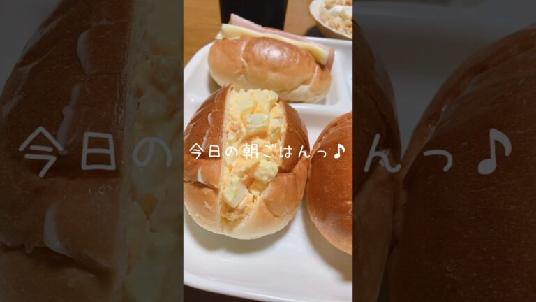 今日の朝ごはんはロールパンサンドですね。タマゴのやつとか美味しそうです♪ #shorts